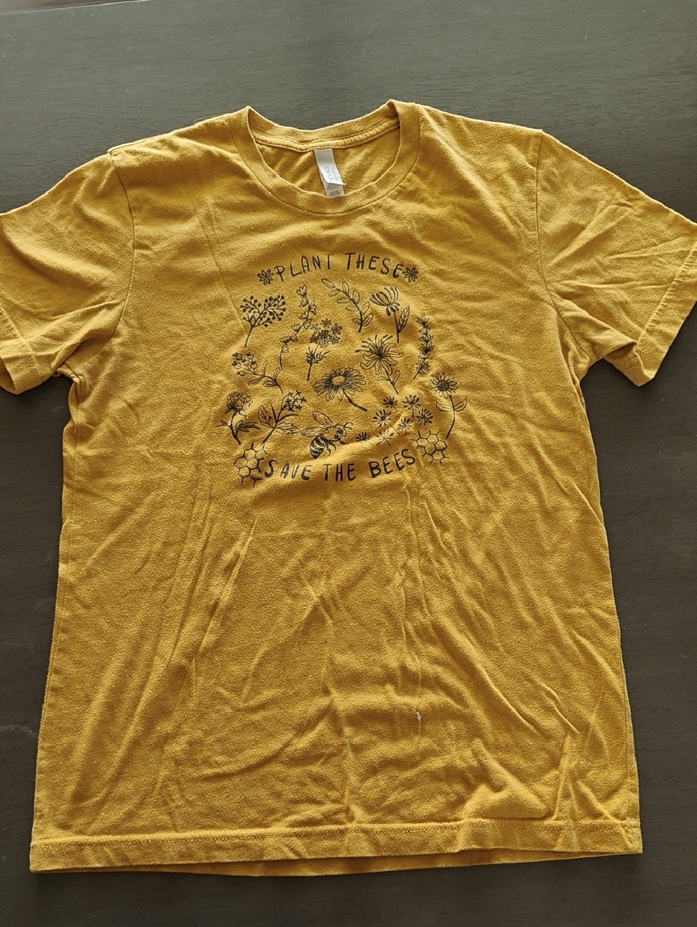 Bella Canvas Mustard Yellow 'Save the Bees' Graphic Tee